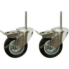 DIY Accessories Parnells 100mm rubber bolt hole swivel braked castors, 75kgs per set of 2