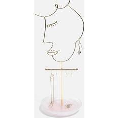 Gold Jewelry Stands Stackers Rose Quartz Effect Hook Face Jewellery Stand