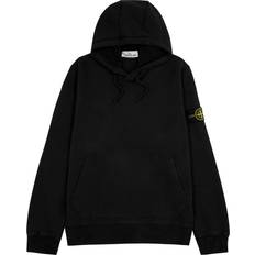 Stone Island Logo Hooded Cotton Sweatshirt Black