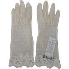 Dolce & Gabbana White Lace Wrist Length Mitten Cotton Gloves