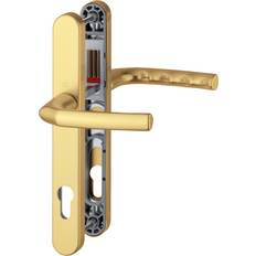 Hoppe Gold 'Birmingham' Pair Handle 92PZ 92mm Sprung Lever UPVC to centre fixings 215mm