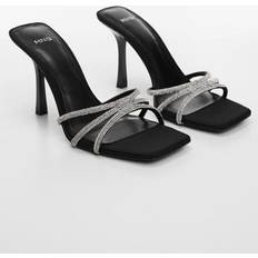 Mango Heeled Sandals Mango Women's Rhinestone Straps Heeled Sandals Black