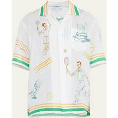 Casablanca Men Shirts Casablanca Womens Tennis Club Icon Tennis-print Linen Shirt