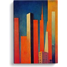 City Skyline Orange/Blue Framed Art 35x50cm