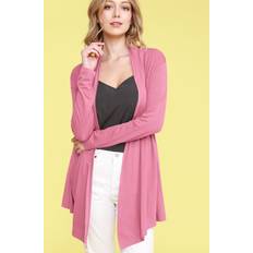 Rayon Cardigans Dailyhaute Women's Open Front Knit Cardigan Sweater PINK