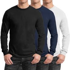 Long - Men T-shirts Private Label Men's Long Sleeve Crew Neck Tees 3-Pack Black, Navy, White