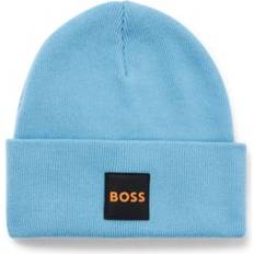 HUGO BOSS Caps HUGO BOSS Men's Double-Layer Patch Beanie Hat Open Blue