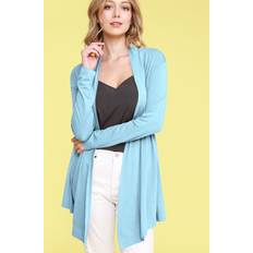 Blue - Women Cardigans Dailyhaute Women's Open Front Knit Cardigan Sweater AQUA