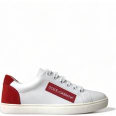 Dolce & Gabbana Hvid Sko Dolce & Gabbana White Red Leather Low Top Sneakers Shoes EU36/US5.5