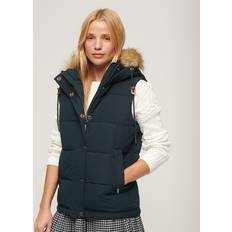 Superdry Quiltad Väst Fuskpäls Everest Marine - Marino
