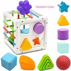 Baby Montessori Toys For Boy Girl Shape Sorter Sensory Bin Toys Toddler Travel Fine Motor Skill Activity Learning Toys For Baby 1st Birthday