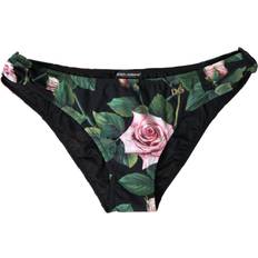 One Size Bikinier Dolce & Gabbana Black Floral Swimwear Bottom Beachwear Bikini IT3