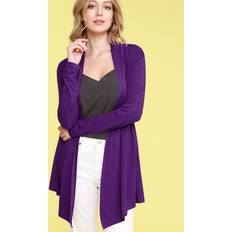 Rayon Cardigans Dailyhaute Women's Open Front Knit Cardigan Sweater DARK PURPLE