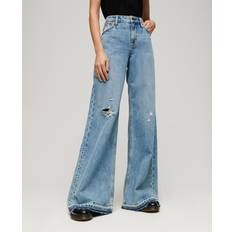 Superdry Jeans Superdry Raw Hem Wide Leg Flare Jeans, Sun Beach Blue