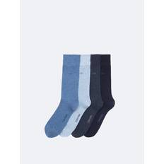 Calvin Klein Men Socks Calvin Klein Men's 4-Pack Flat-Knit Dress Crew Socks, Blue