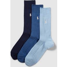 Polo Ralph Lauren Strumpor på rea Polo Ralph Lauren 3-Pack Egyptian Rib Crew Sock Blue Combo 39-42