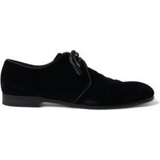 Dolce & Gabbana Men Derby Dolce & Gabbana Black Velvet Lace Up Formal Derby Dress Shoes EU44/US11