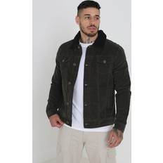 Brave Soul 'Prestwich' Borg Collar Cord Jacket Khaki