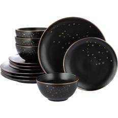 Best Dinner Sets Waterside Ebony & Gold Dinner Set 12pcs