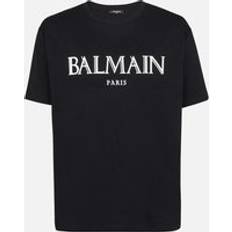 Balmain Man T-shirts Balmain Men's Oversized T-shirt with Rubber Roman Logo Black Regular/34