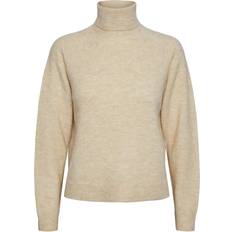 Blanco - Jersey de cuello alto Suéteres Pieces Jersey Juliana Ls - Beige