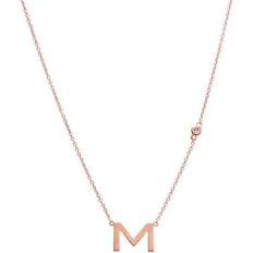 Adina Eden Bezel X Solid Initial A-Z Necklace - Rose Gold/Diamond