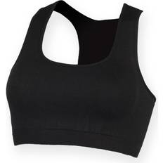 Leather T-shirts & Tank Tops Workout Sleeveless Cropped Top Black