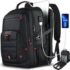 Extra Large Laptop Backpack, Travel Backpack, Z-MGKISS 50L Big TSA Computer Backpack, Durable 17 Inch Anti Theft Luggage Backpack for Men Women, Waterproof College School Bookbag with USB Port, Black