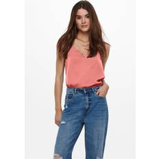 Femme - Taille unique Débardeurs Only Top Col Rond Sans Manches Rose Ione