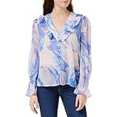 Recycled Fabric Blouses French Connection Dalla Halle Sheer Frill Top, Blue