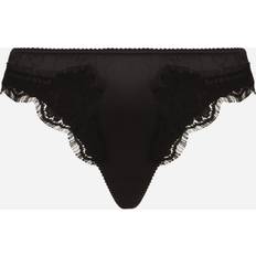 Dolce & Gabbana Women Knickers Dolce & Gabbana Satin thong with lace detailing black