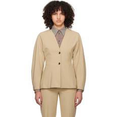 Recycled Fabric Blazers Ganni Beige Fitted Blazer Safari DK