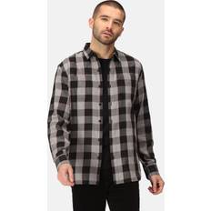 Black - Flannel Shirts Regatta Mens Lance Organic Cotton Long Sleeve Shirt Chest 49-51' 124.5-129.5cm