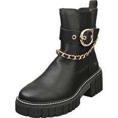 Mustang Side Zip Platform Womens Fashion Boots in Black