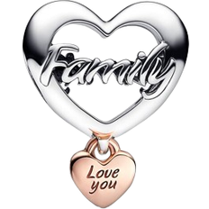 Pandora Love You Family Heart Charm - Silver/Rose Gold