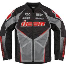 ICON Hooligan Ultrabolt Motorrad Textiljacke, schwarz-grau-rot, Größe