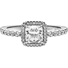 Pandora Square Sparkle Halo Ring - Silver/Transparent