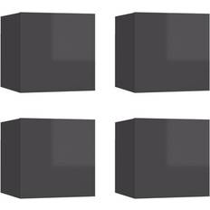 vidaXL 804507 High Gloss Grey Wall Cabinet 30.5x30cm 4pcs