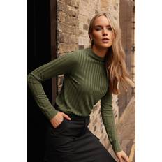 Clothing LTS Tall Ribbed High Neck Top Green