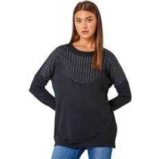 Clothing Roman Embellished Stretch Top Black