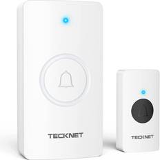 Blue Doorbells Tecknet Wireless Doorbell, Waterproof Doorbell Battery-operated Cordless Door Chime Kit at 1000-feet Range with 38 Chimes, 4-Level Volume & Blue