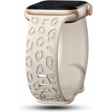1pc Fashionable Leopard Carved Watch Band, Waterproof Cheetah Sport Strap With 38/40/41/42/44/45/49