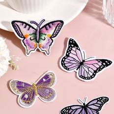 Tygmärken & Laglappar Shein Butterfly Embroidered Patch, Clothing & Decorative Iron-On Repair Patch, Diy Decorative Patch, Accessory Patch Sticker