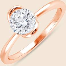 Round Half Iris Ring Verlobungsring mit rundem Schliff mit Labordiamant für Damen Rose 18k Gold von Pukka Berlin