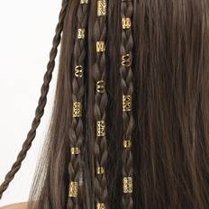 Shein 50 pieces gold-colored dreadlock bead rings, unique hip hop street style hair accessory for braids, gold-colored hair accessory