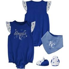 Outerstuff Girls Newborn & Infant Royal Kansas City Royals 3-Piece Home Plate Bodysuit Bib & Booties Set