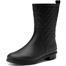 Wellies Women Mid Calf Wellington Boots Garden Boots Waterproof Rain Boots Outdoor Black SDRB2204W-E