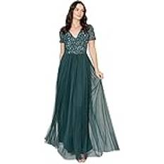 Long Dresses on sale Maya Deluxe Maya Deluxe Damen Dames V-hals Embellished V-hals Maxi Jurk Korte Mouwen Empire Taille Afstuderen Bridesmaid Wedding Brautjungfernkleid, Emerald Green