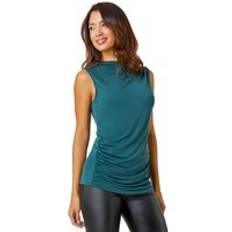 Clothing Roman Sleeveless Ruched Stretch Top Green