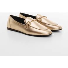 Gold - Women Moccasins Mango Women's Metallic Detail Leather Moccasins Gold